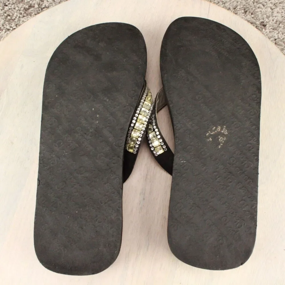 Skechers Foam Rhinestone Flip Flops Womens 8 Black Casual Sandals - Picture 9 of 11